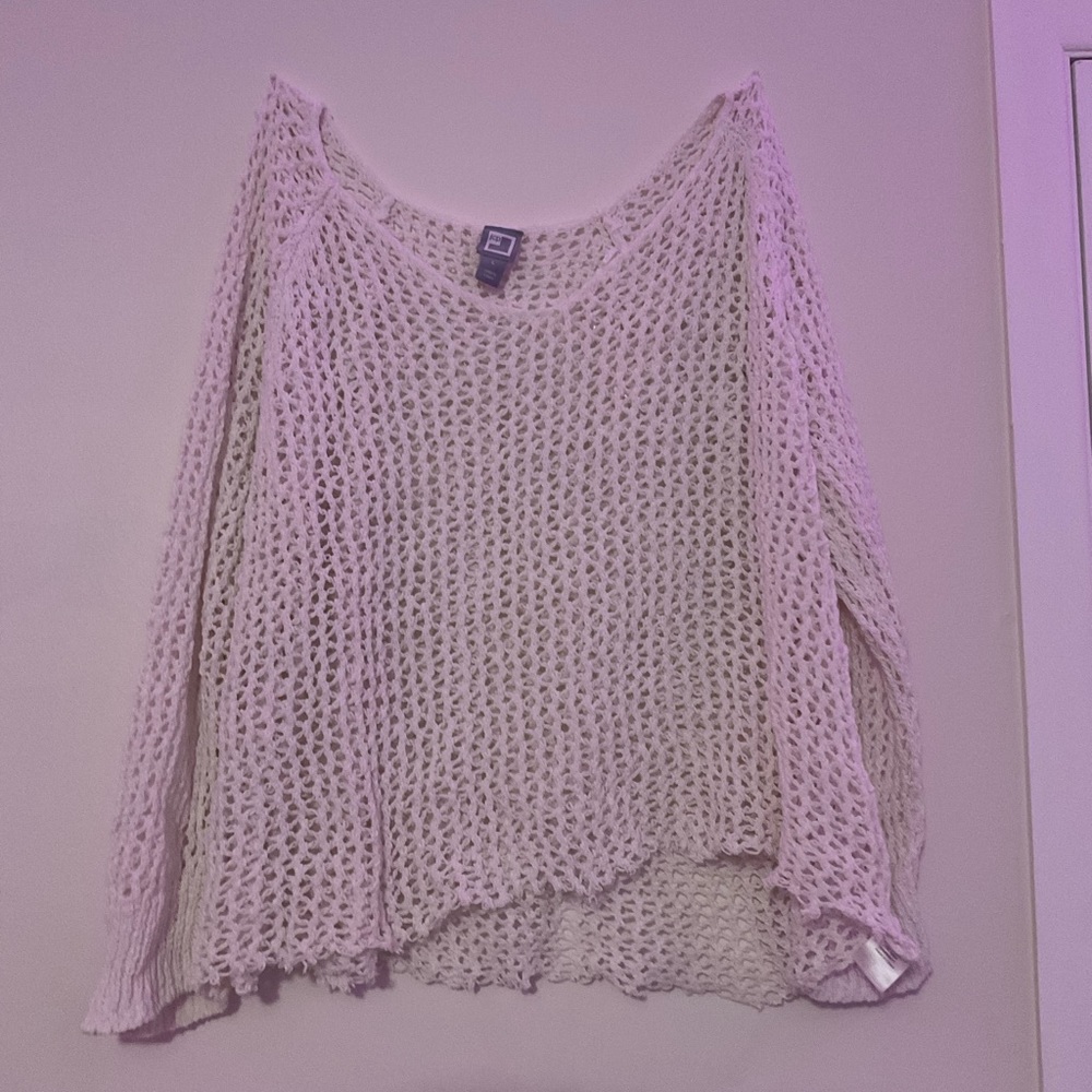 JCP white sweater with holes